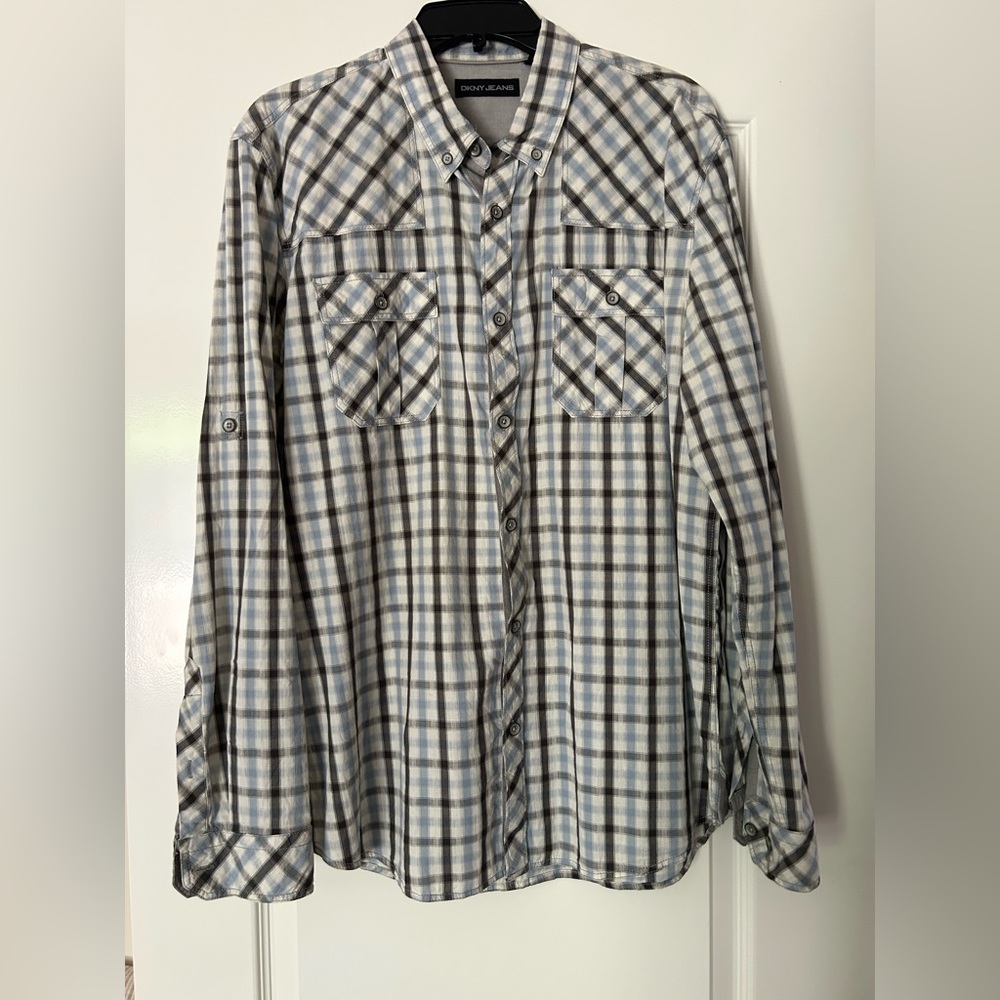 DKNY Jeans Men's plaid long sleeve shirt